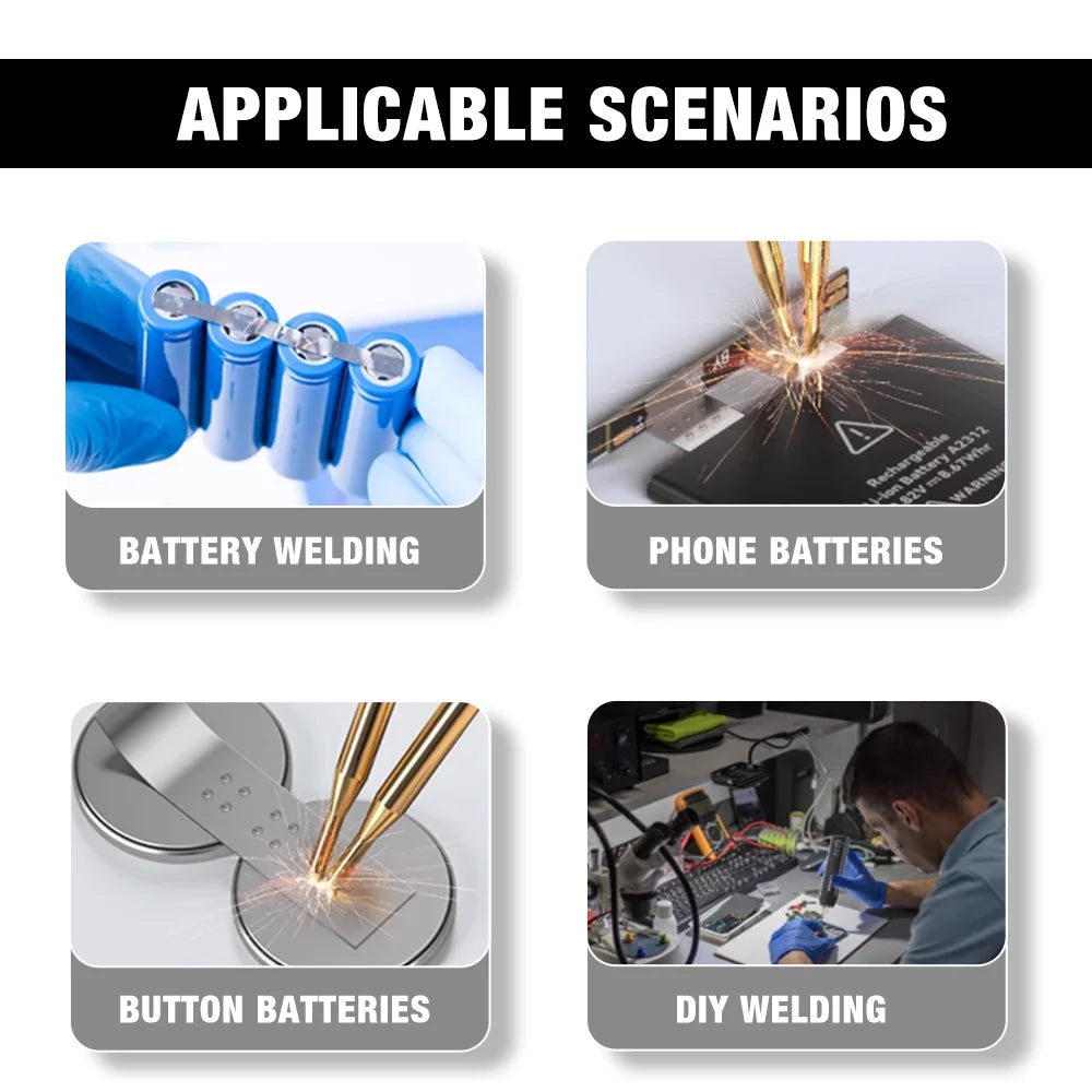 Professional 2-in-1 Battery Spot Welder with Automatic & Manual Modes, 9-Level LED Display