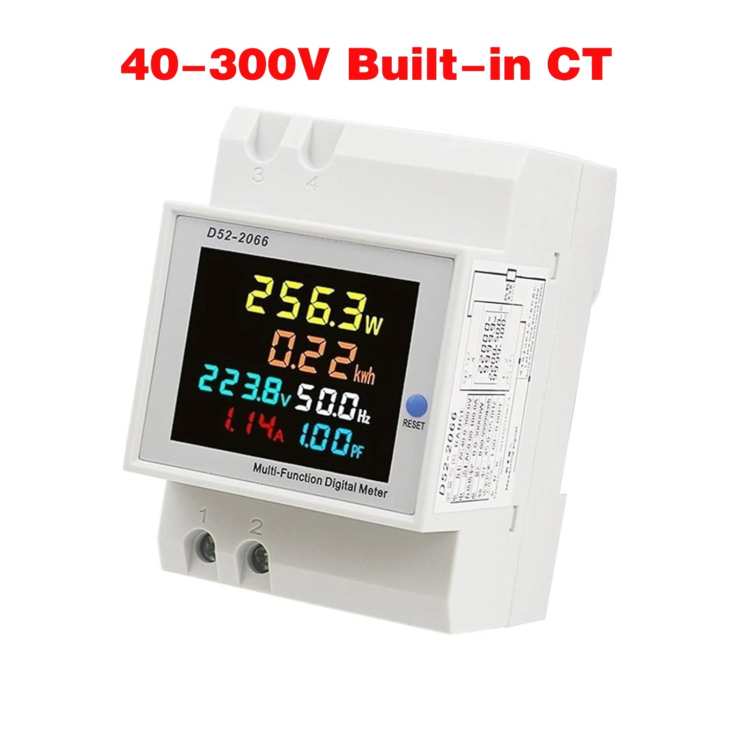Multifunction Digital Power Meter – D52-2066 | AC Voltage, Current, Power, Energy, Frequency & Power Factor Display