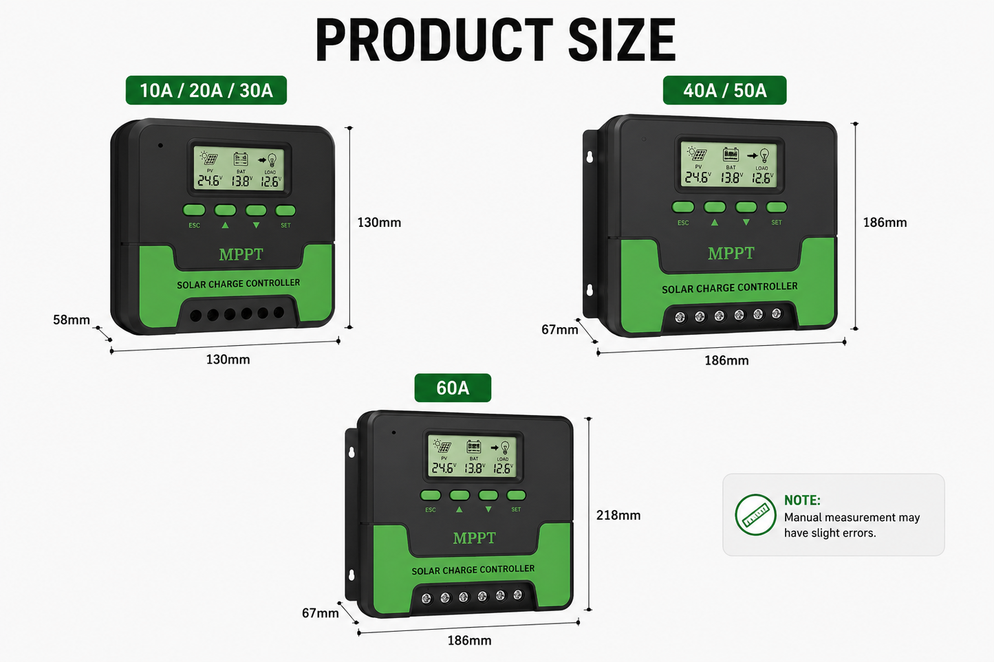 MPPT Solar Charge Controller 12V/24V Auto – 10A to 60A with LCD Display, WiFi Support & Dual USB Output