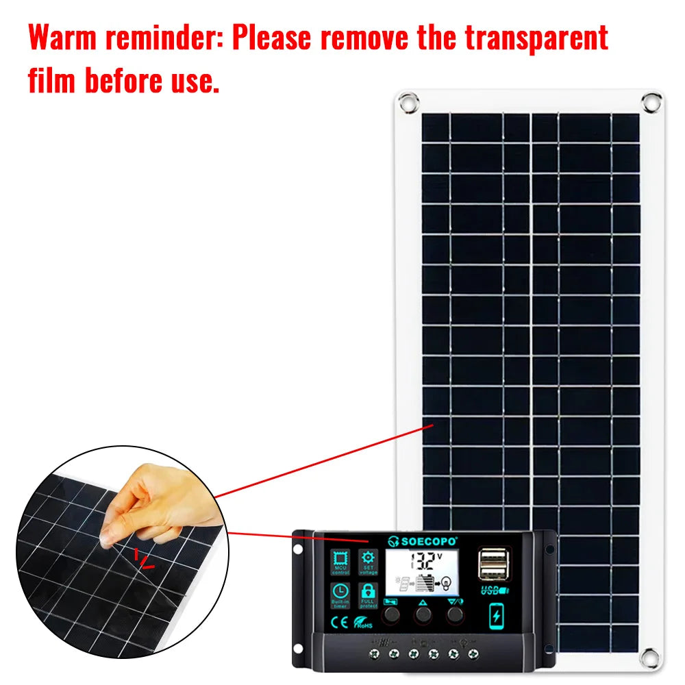 SOECOPO Portable 18V Solar Panel Kit with 12V/24V Charge Controller – 30A to 100A