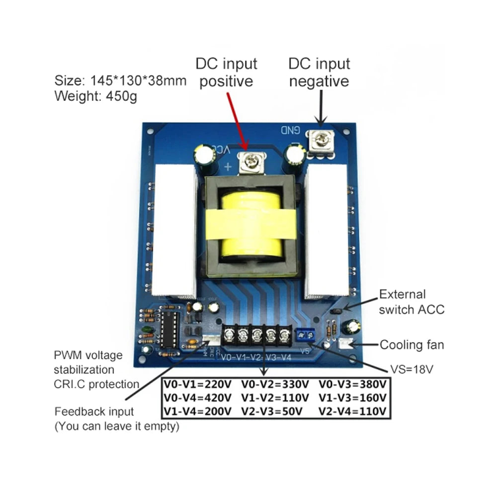 DC 12V 500W / 1000W Inverter Boost Transformer Power Converter Module Board