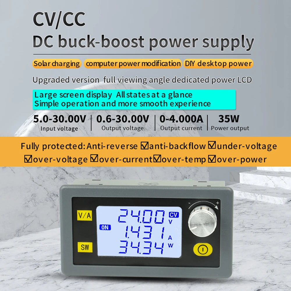 DC-DC Buck-Boost Converter 5–30V | Adjustable CC-CV Power Supply