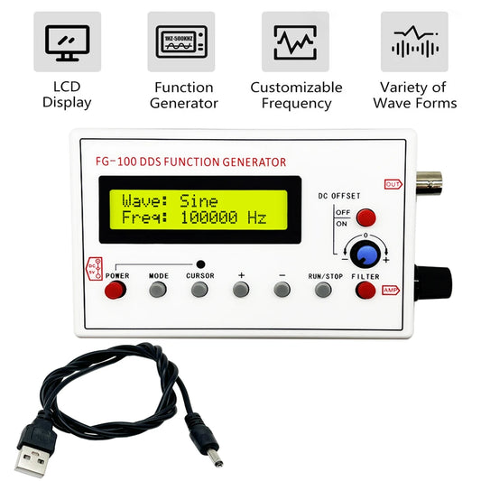 FG-100 DDS Function Signal Generator Frequency Counter 1Hz–500kHz Signal Source Module