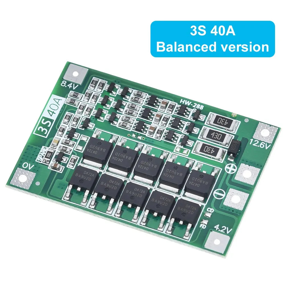3S / 4S Li-ion Battery Protection Board – 40A / 60A BMS Options