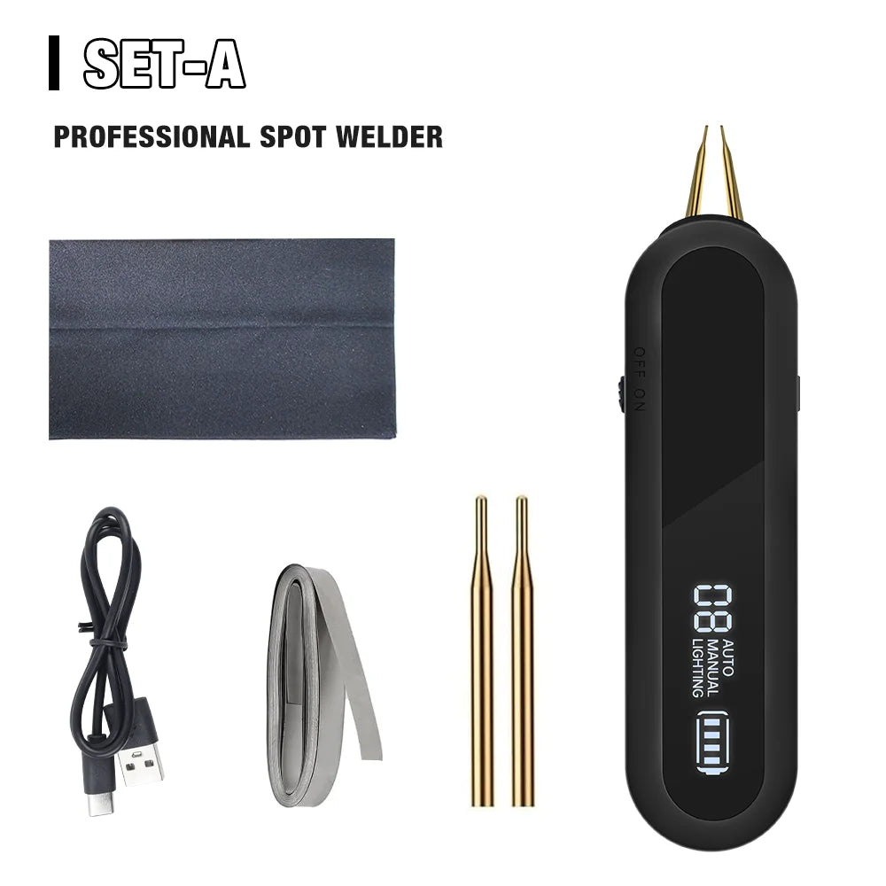 Professional 2-in-1 Battery Spot Welder with Automatic & Manual Modes, 9-Level LED Display