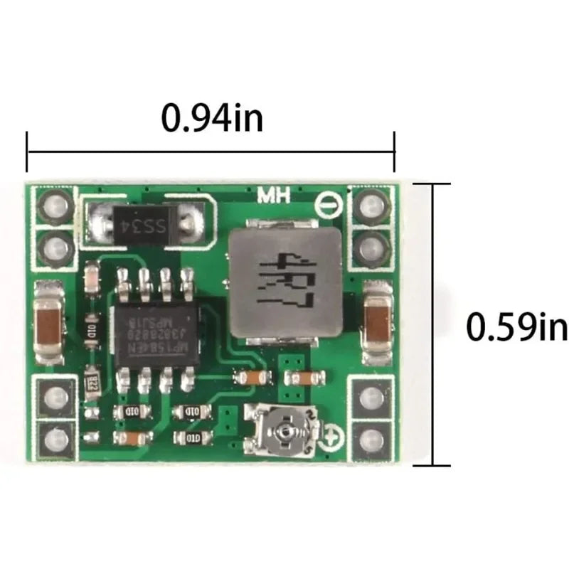 MP1584EN Mini DC-DC Buck Converter Module — 3A, 4.5–28V → 0.8–20V, Ultra-Compact (22×17mm)